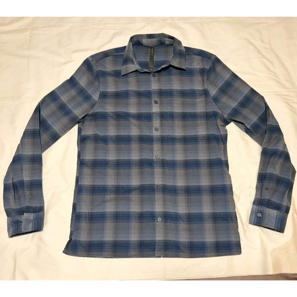 Lululemon Shirt Mens Medium Blue Plaid Masons Peak Flannel Long Sleeve